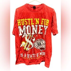 Iced out Red Graphic T-Shirt with Bold Print LARGE